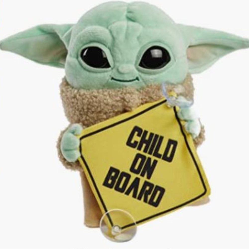 NEW The Mandalorian Grogu Plush “Child on Board” Sign Star Wars Yoda